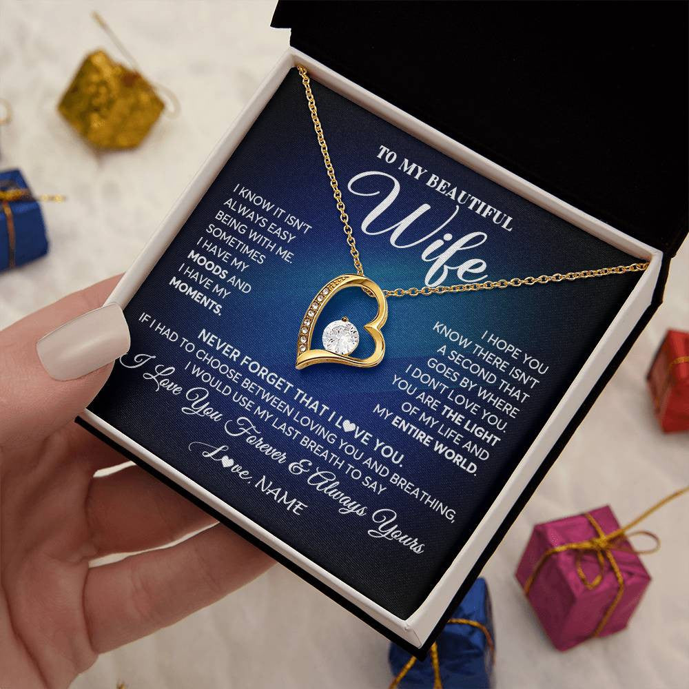 Personalized To My Beautiful Wife Necklace From Husband You Are The Light Of My Life Soulmate Wife Birthday Valentines Customized Gift Box Message Card
