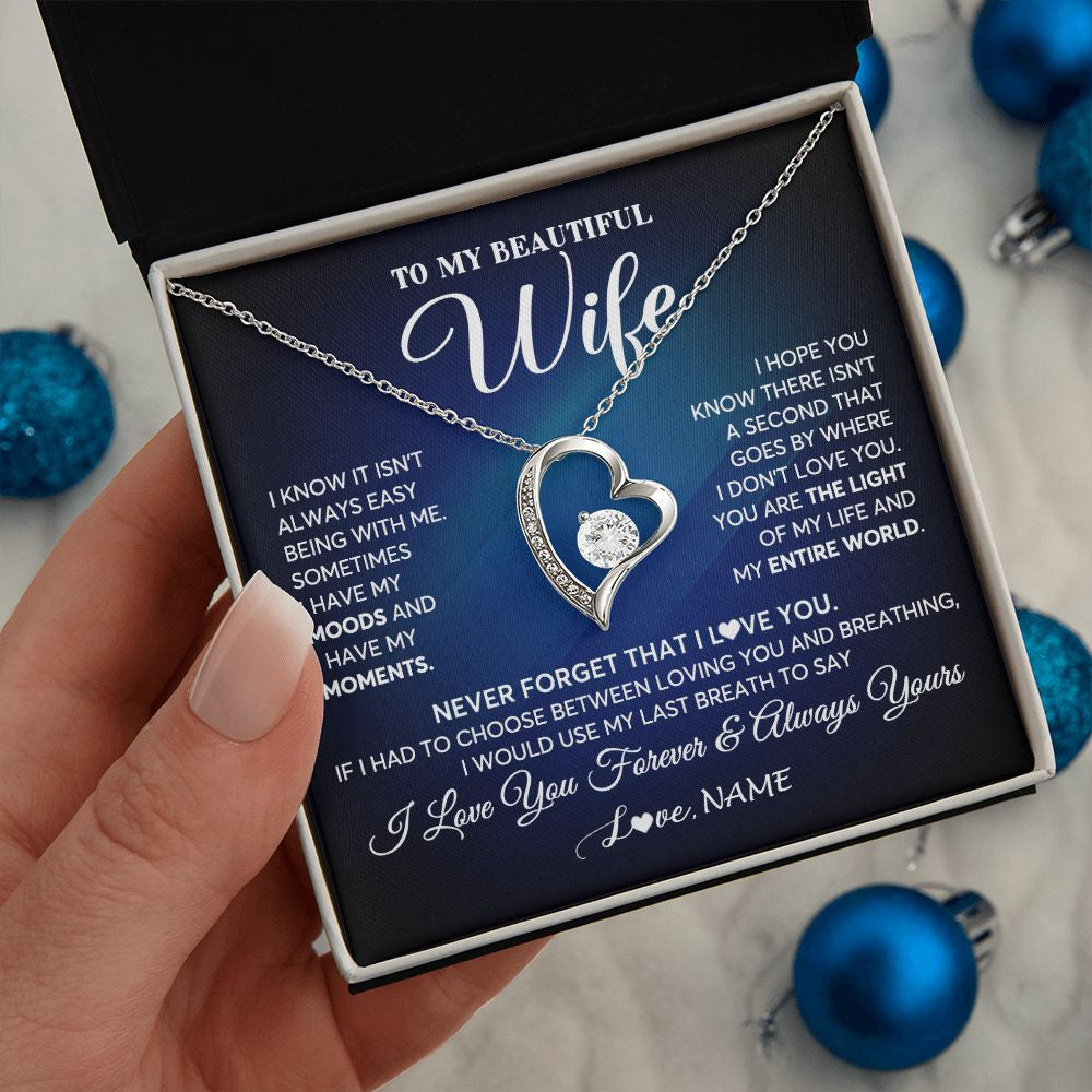 Personalized To My Beautiful Wife Necklace From Husband You Are The Light Of My Life Soulmate Wife Birthday Valentines Customized Gift Box Message Card