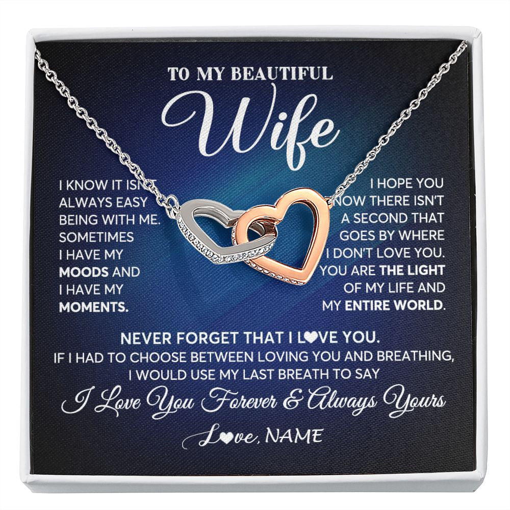 Personalized To My Beautiful Wife Necklace From Husband You Are The Light Of My Life Soulmate Wife Birthday Valentines Customized Gift Box Message Card