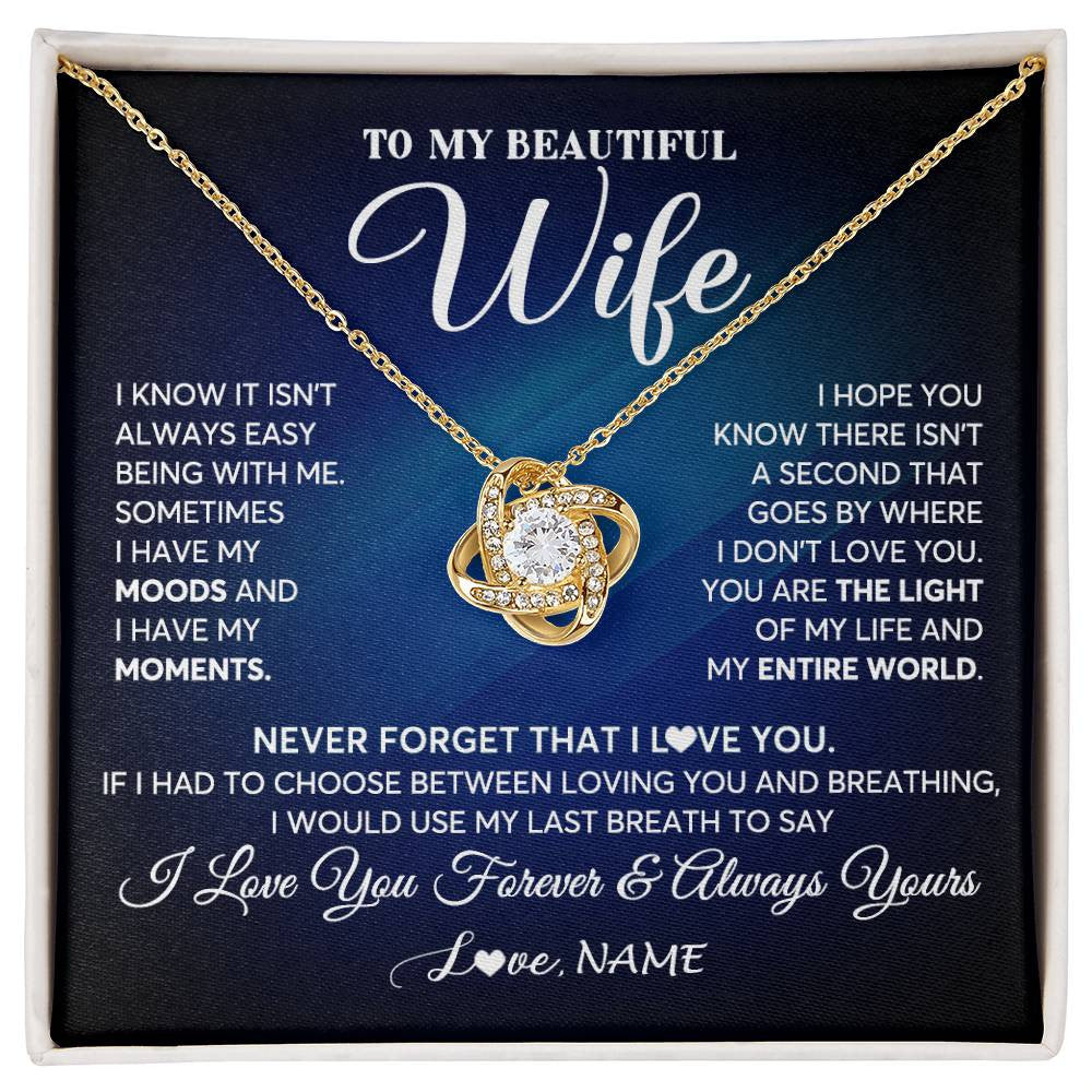 Personalized To My Beautiful Wife Necklace From Husband You Are The Light Of My Life Soulmate Wife Birthday Valentines Customized Gift Box Message Card