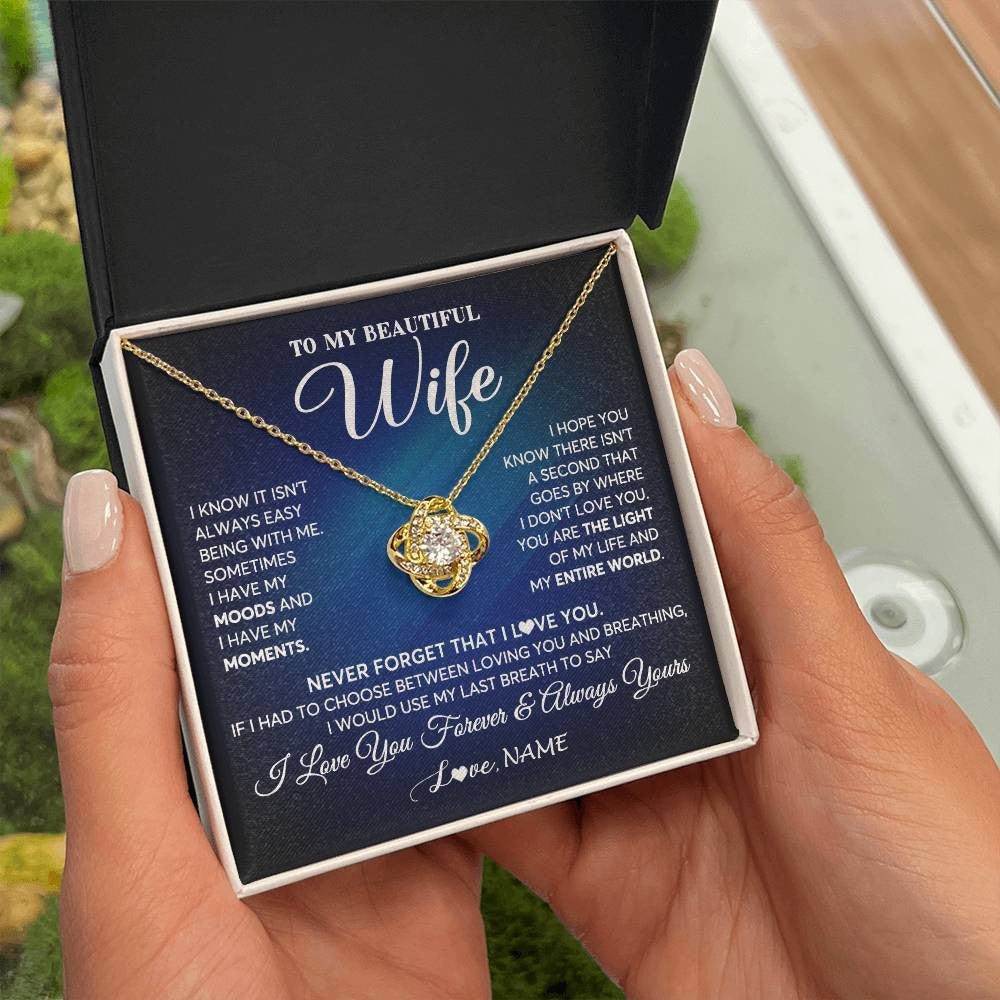 Personalized To My Beautiful Wife Necklace From Husband You Are The Light Of My Life Soulmate Wife Birthday Valentines Customized Gift Box Message Card