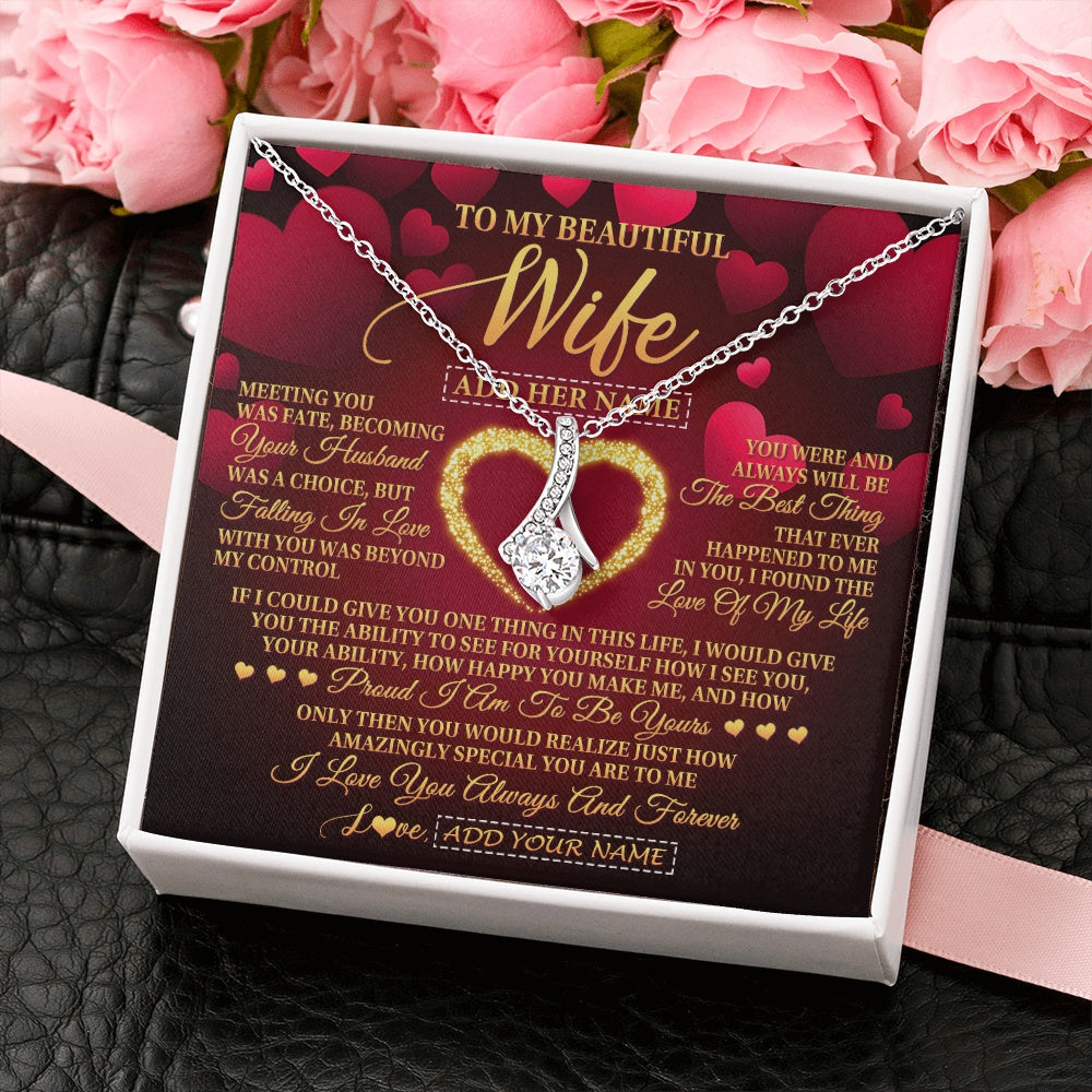 Personalized To My Beautiful Wife Necklace Gift From Husband Heartfelt Wedding Anniversary Valentines Wife Gifts Christmas Custom Gift Box Message Card
