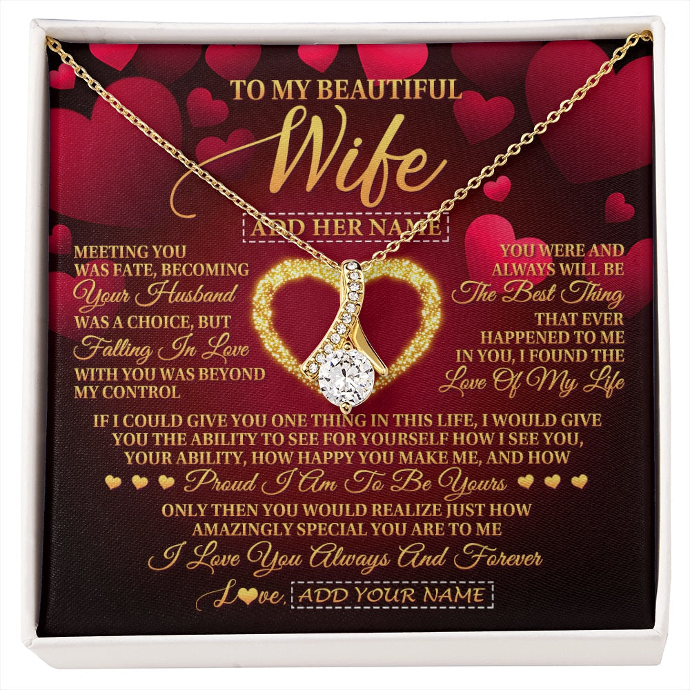 Personalized To My Beautiful Wife Necklace Gift From Husband Heartfelt Wedding Anniversary Valentines Wife Gifts Christmas Custom Gift Box Message Card