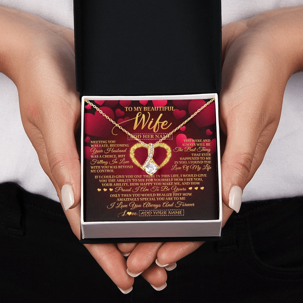 Personalized To My Beautiful Wife Necklace Gift From Husband Heartfelt Wedding Anniversary Valentines Wife Gifts Christmas Custom Gift Box Message Card