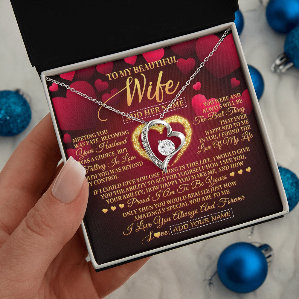 Personalized To My Beautiful Wife Necklace Gift From Husband Heartfelt Wedding Anniversary Valentines Wife Gifts Christmas Custom Gift Box Message Card