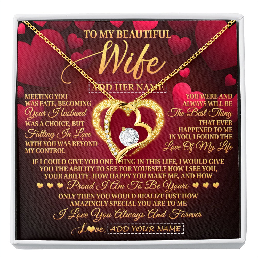Personalized To My Beautiful Wife Necklace Gift From Husband Heartfelt Wedding Anniversary Valentines Wife Gifts Christmas Custom Gift Box Message Card