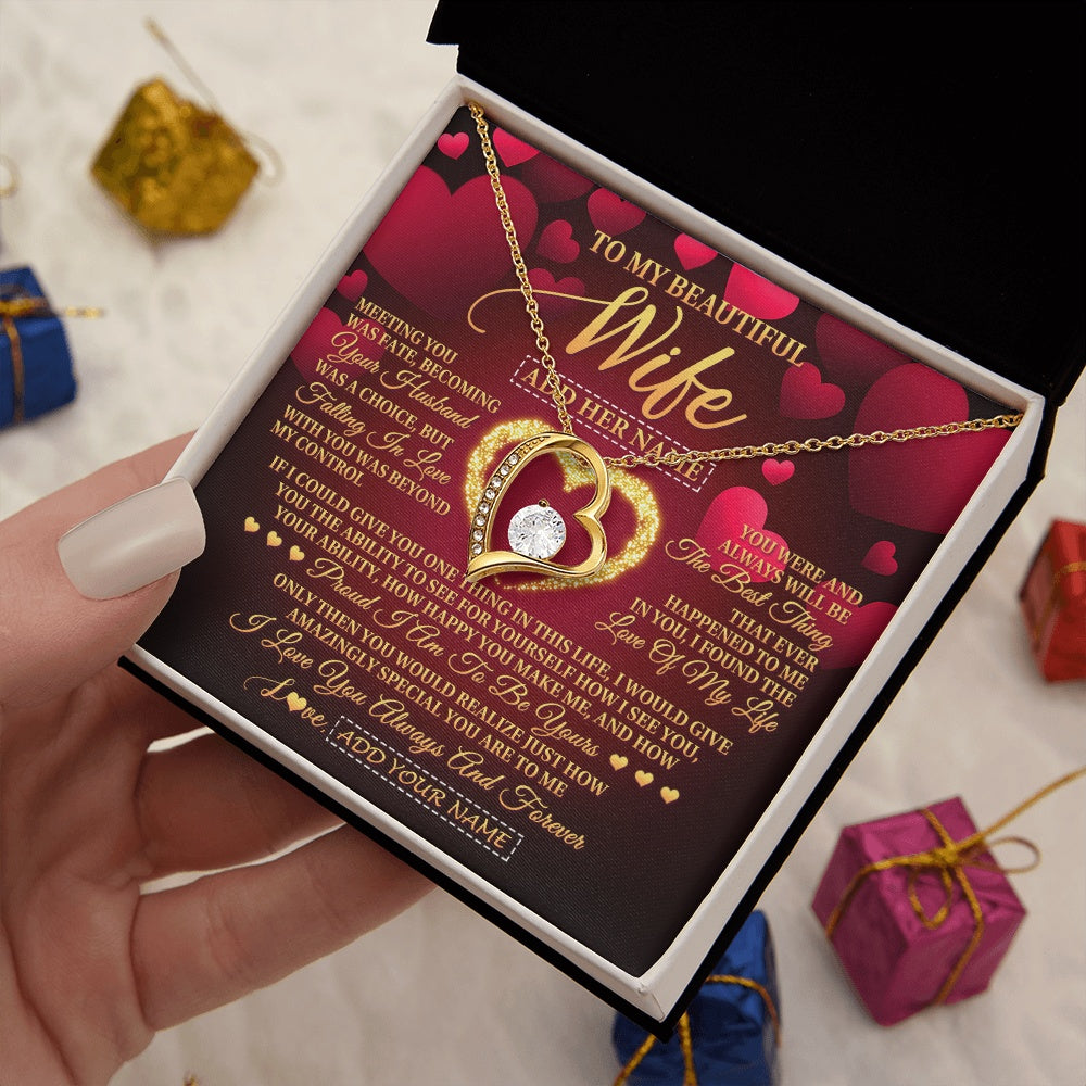 Personalized To My Beautiful Wife Necklace Gift From Husband Heartfelt Wedding Anniversary Valentines Wife Gifts Christmas Custom Gift Box Message Card