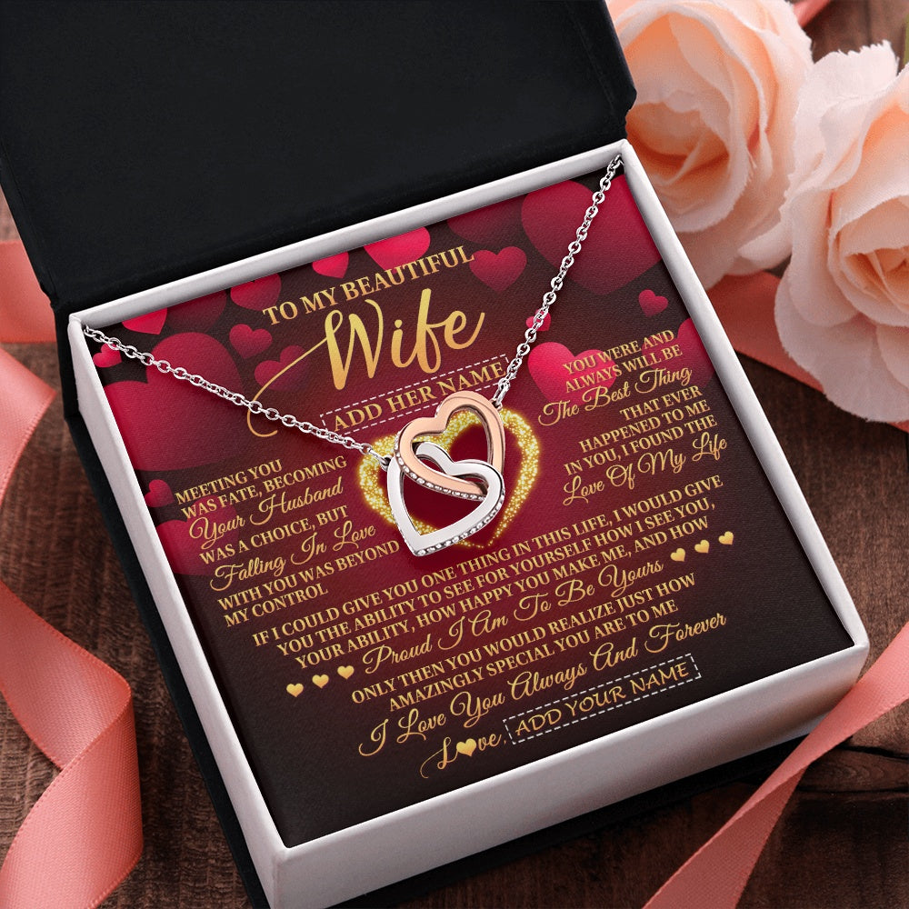 Personalized To My Beautiful Wife Necklace Gift From Husband Heartfelt Wedding Anniversary Valentines Wife Gifts Christmas Custom Gift Box Message Card