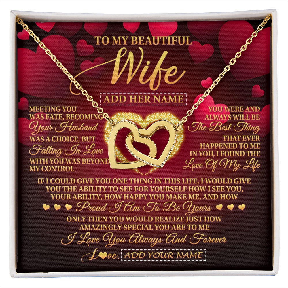 Personalized To My Beautiful Wife Necklace Gift From Husband Heartfelt Wedding Anniversary Valentines Wife Gifts Christmas Custom Gift Box Message Card
