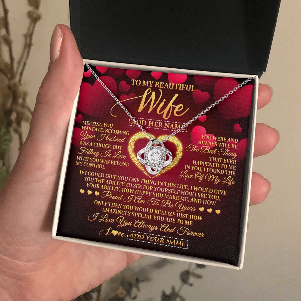 Personalized To My Beautiful Wife Necklace Gift From Husband Heartfelt Wedding Anniversary Valentines Wife Gifts Christmas Custom Gift Box Message Card