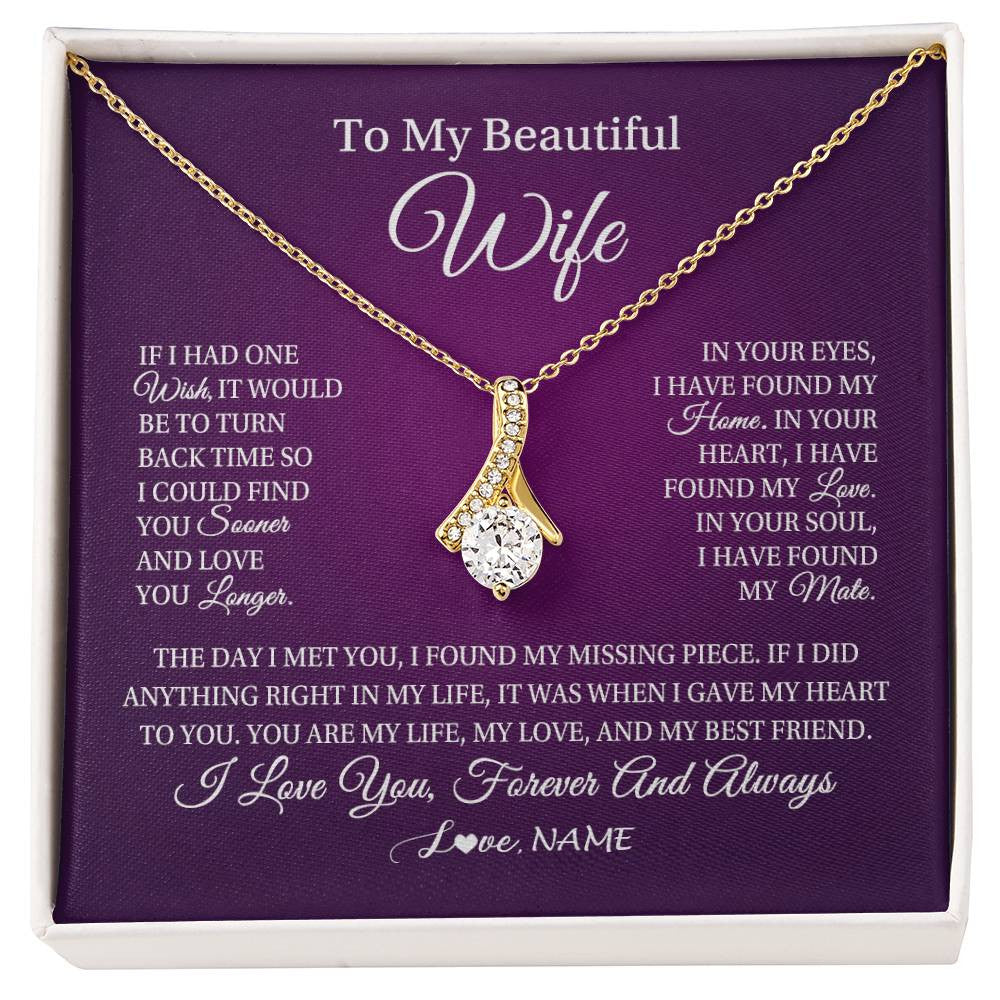 Personalized To My Beautiful Wife Necklace Gift From Husband Romantic Gifts For Wife Birthday Anniversary Valentines Christmas Customized Gift Box Message Card