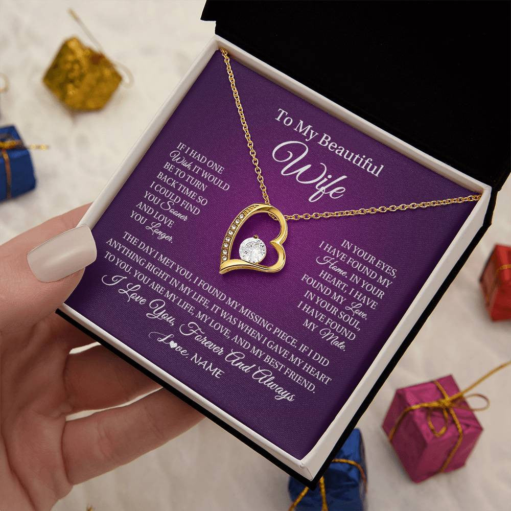 Personalized To My Beautiful Wife Necklace Gift From Husband Romantic Gifts For Wife Birthday Anniversary Valentines Christmas Customized Gift Box Message Card