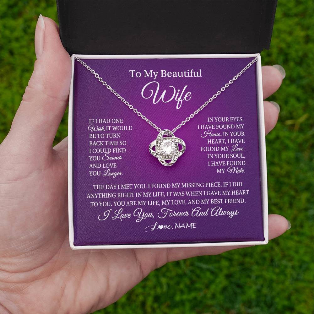 Personalized To My Beautiful Wife Necklace Gift From Husband Romantic Gifts For Wife Birthday Anniversary Valentines Christmas Customized Gift Box Message Card