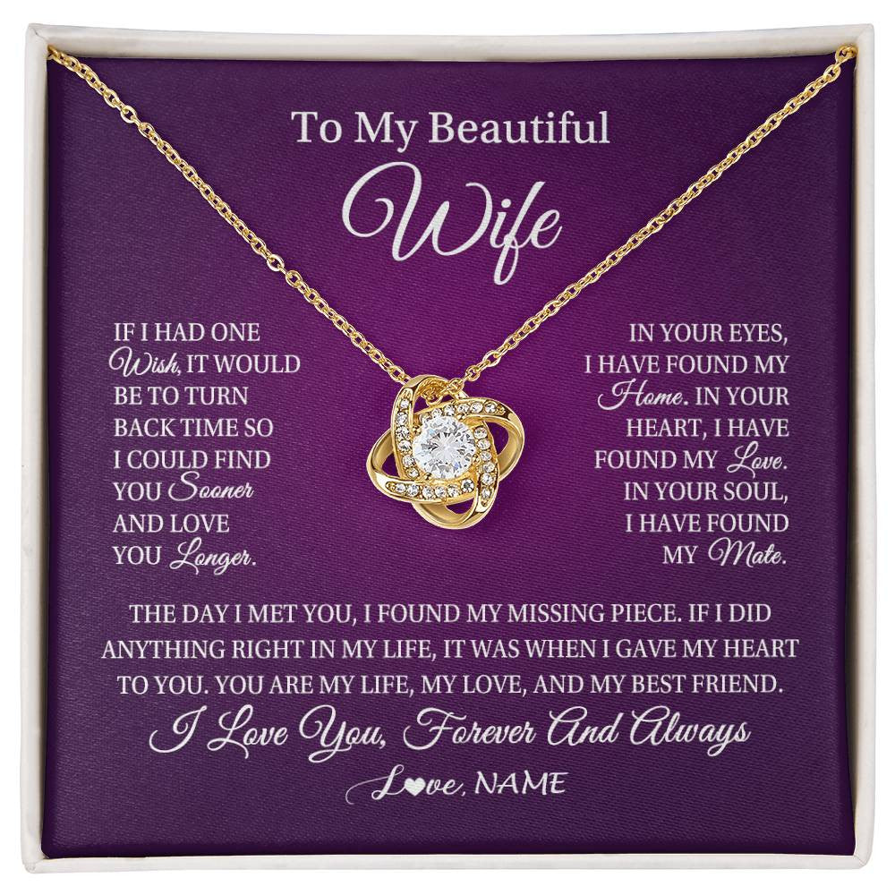 Personalized To My Beautiful Wife Necklace Gift From Husband Romantic Gifts For Wife Birthday Anniversary Valentines Christmas Customized Gift Box Message Card