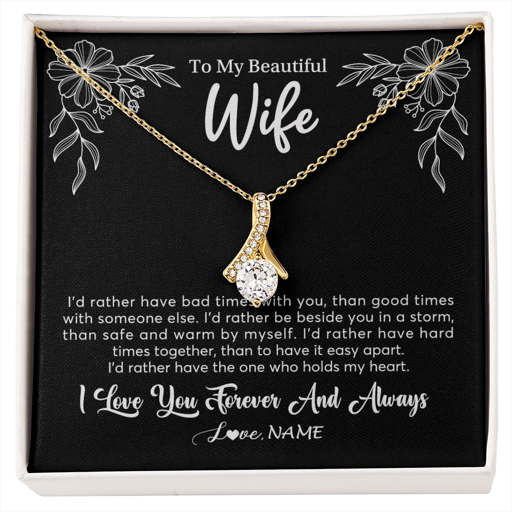 Personalized To My Beautiful Wife Necklace Gifts From Husband I'd Rather Hot Wife Birthday Anniversary Wedding Valentines Customized Gift Box Message Card
