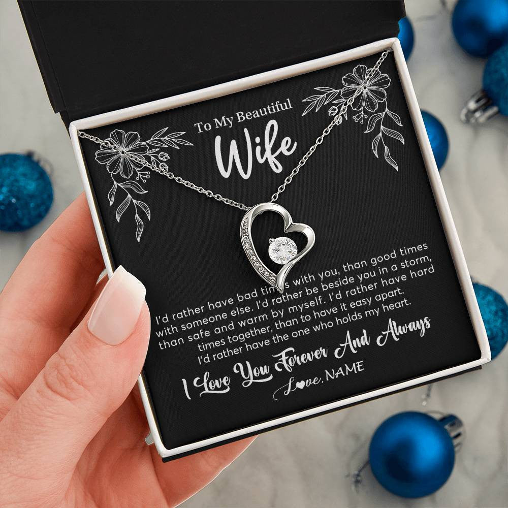 Personalized To My Beautiful Wife Necklace Gifts From Husband I'd Rather Hot Wife Birthday Anniversary Wedding Valentines Customized Gift Box Message Card