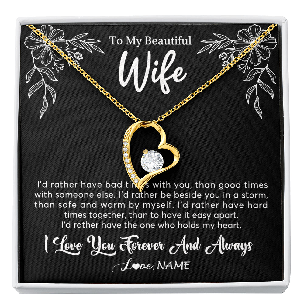 Personalized To My Beautiful Wife Necklace Gifts From Husband I'd Rather Hot Wife Birthday Anniversary Wedding Valentines Customized Gift Box Message Card
