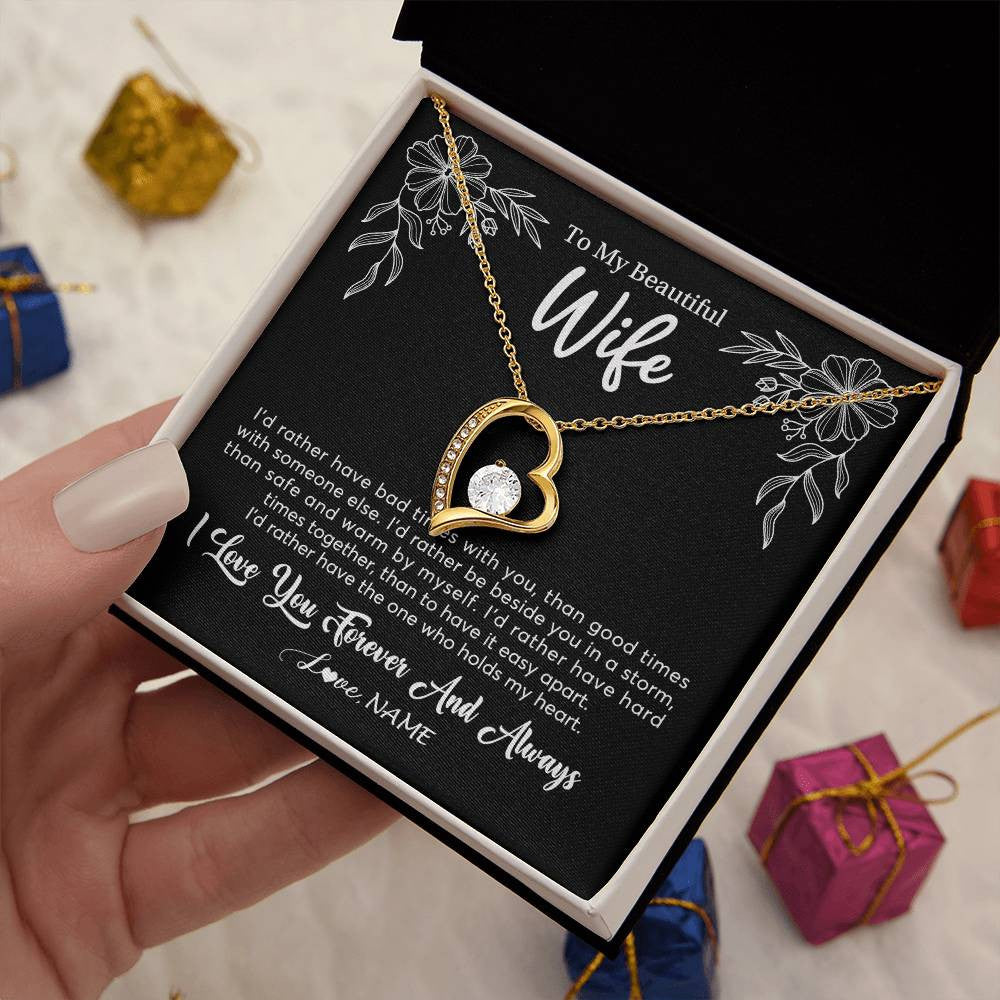 Personalized To My Beautiful Wife Necklace Gifts From Husband I'd Rather Hot Wife Birthday Anniversary Wedding Valentines Customized Gift Box Message Card