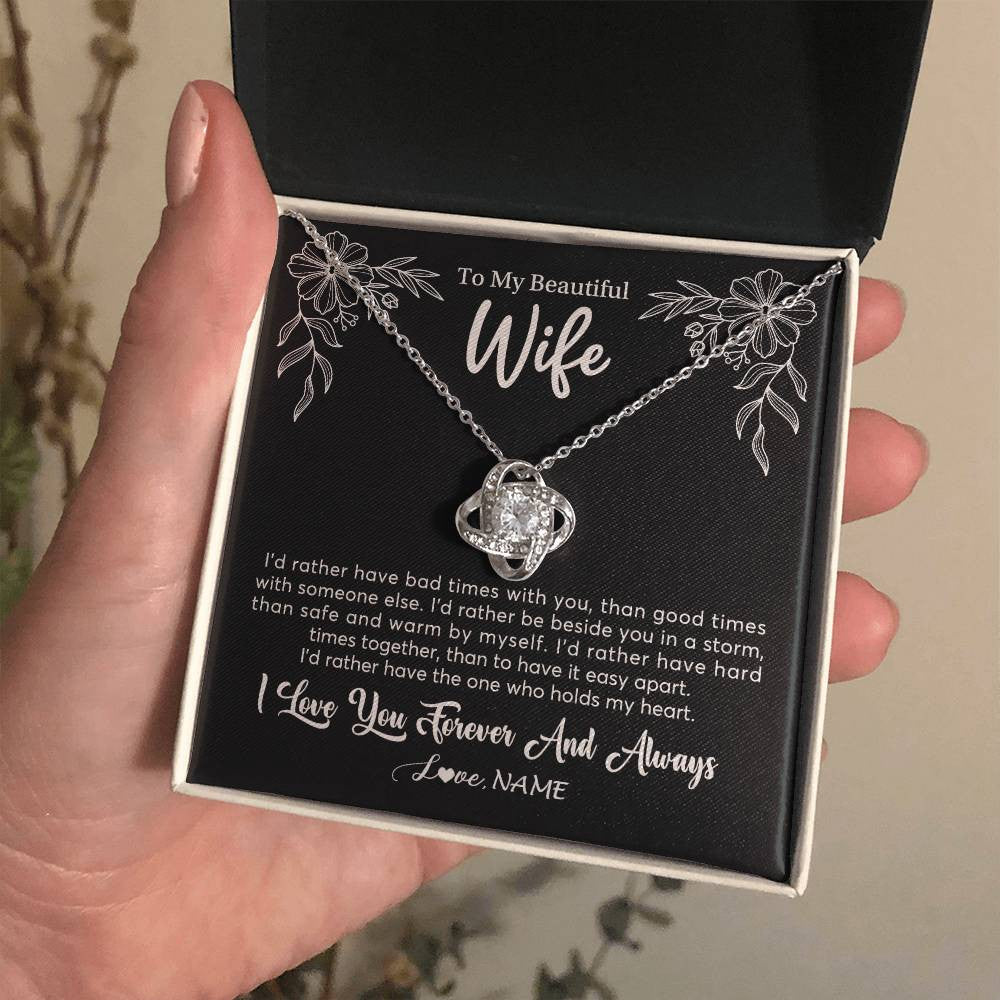 Personalized To My Beautiful Wife Necklace Gifts From Husband I'd Rather Hot Wife Birthday Anniversary Wedding Valentines Customized Gift Box Message Card