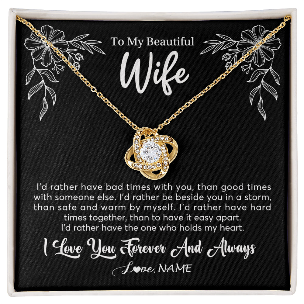 Personalized To My Beautiful Wife Necklace Gifts From Husband I'd Rather Hot Wife Birthday Anniversary Wedding Valentines Customized Gift Box Message Card