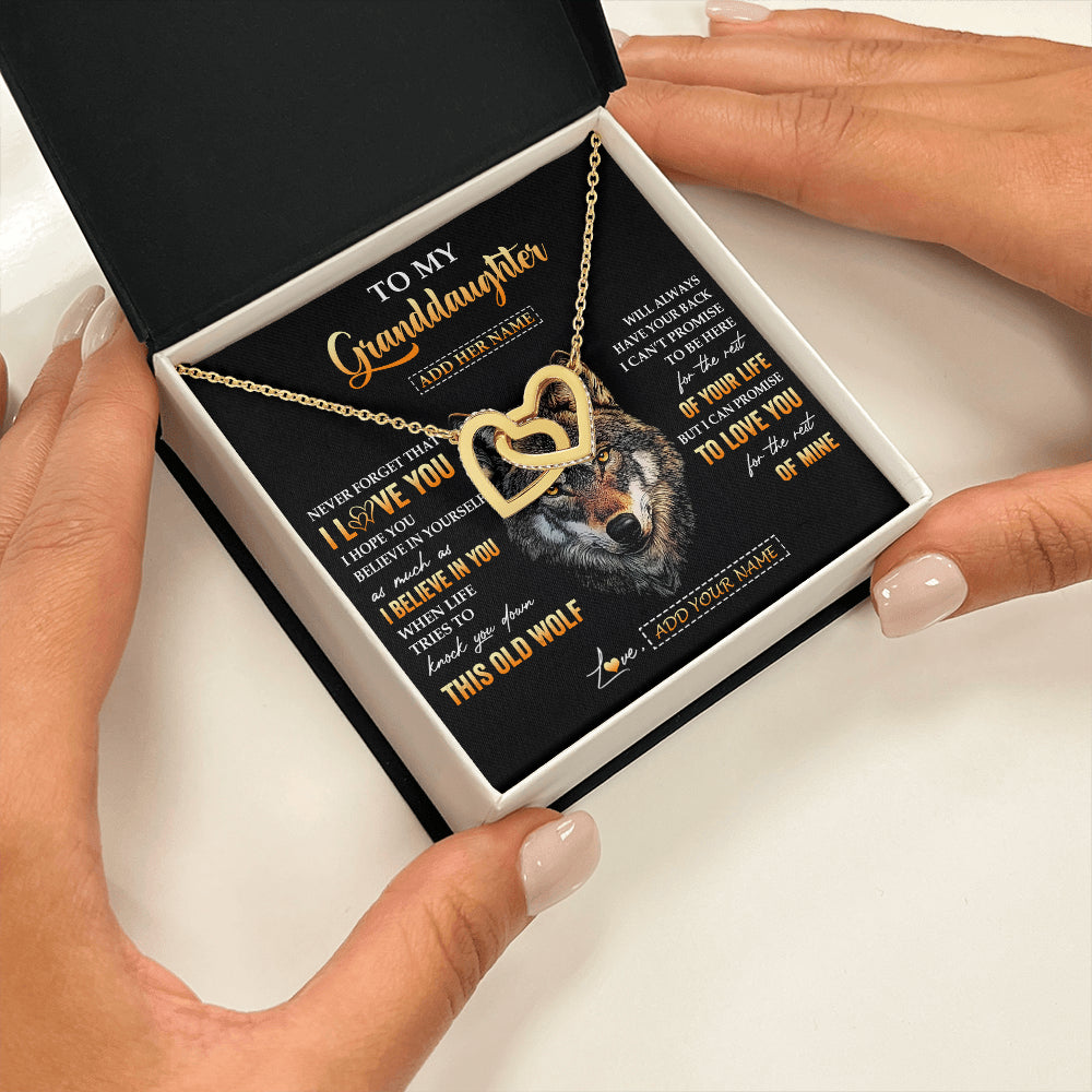 Personalized To My Granddaughter Gifts From Grandpa Grandma Necklace Old Wolf Love You Granddaughter Birthday Gifts Graduation Christmas Gift Box Message Card