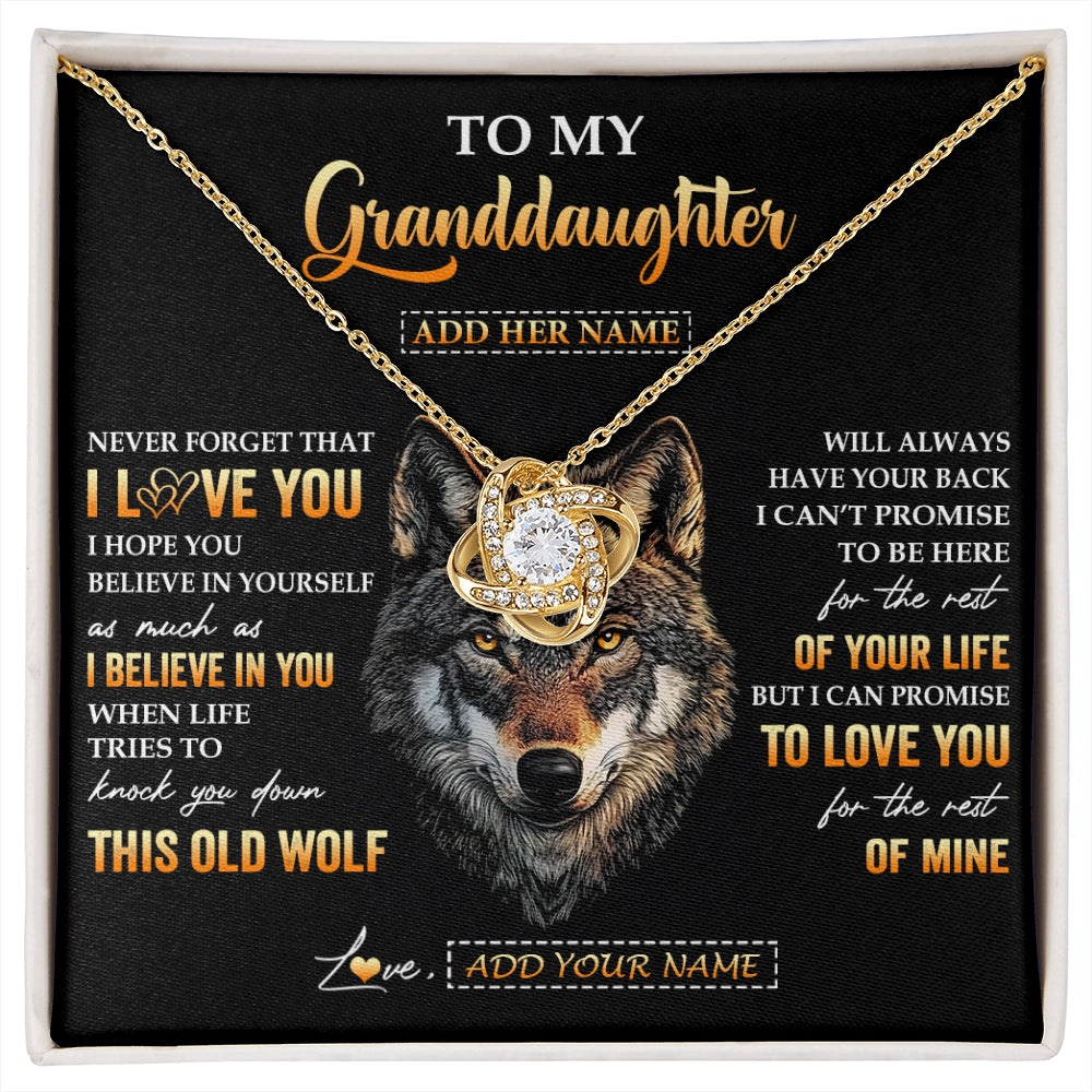 Personalized To My Granddaughter Gifts From Grandpa Grandma Necklace Old Wolf Love You Granddaughter Birthday Gifts Graduation Christmas Gift Box Message Card