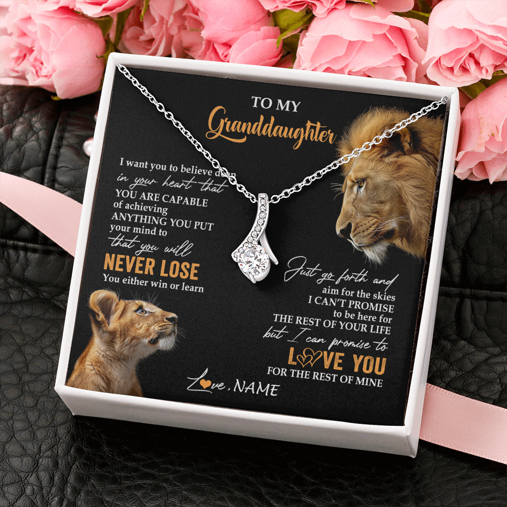 Personalized To My Granddaughter Necklace From Grandpa Papa You Will Never Lose Lion Granddaughter Birthday Gifts Graduation Christmas Gift Box Message Card