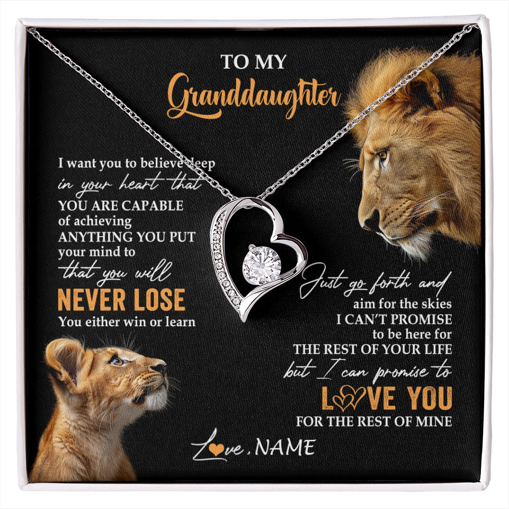Personalized To My Granddaughter Necklace From Grandpa Papa You Will Never Lose Lion Granddaughter Birthday Gifts Graduation Christmas Gift Box Message Card