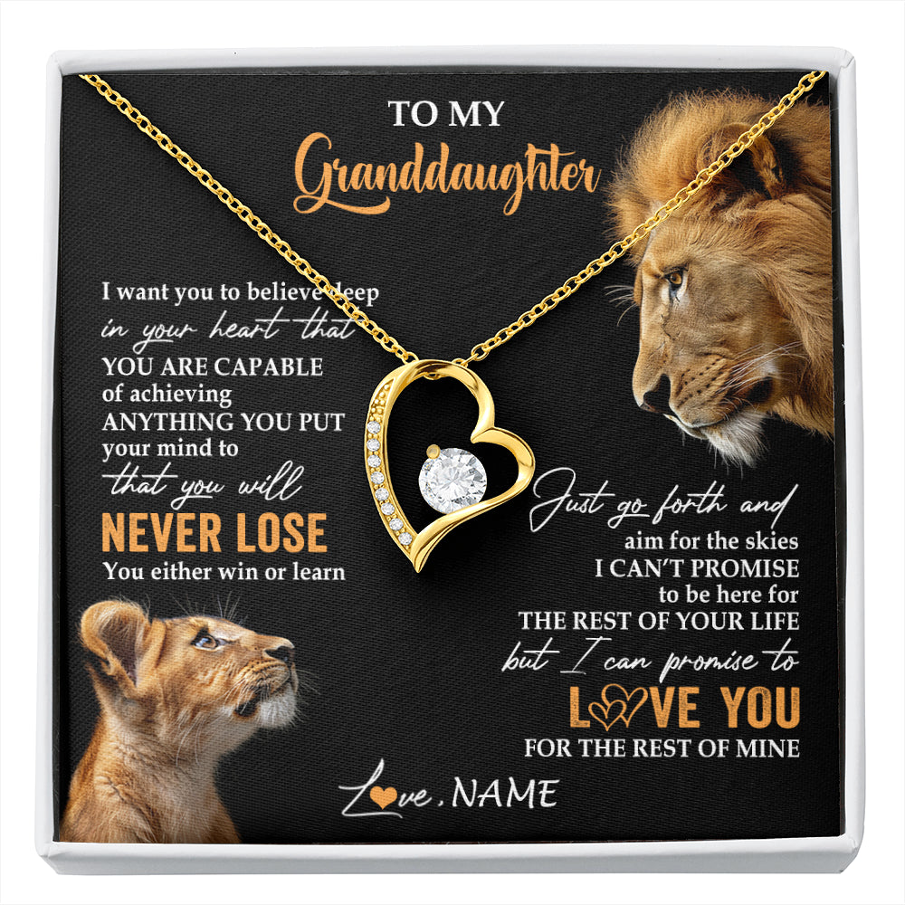 Personalized To My Granddaughter Necklace From Grandpa Papa You Will Never Lose Lion Granddaughter Birthday Gifts Graduation Christmas Gift Box Message Card
