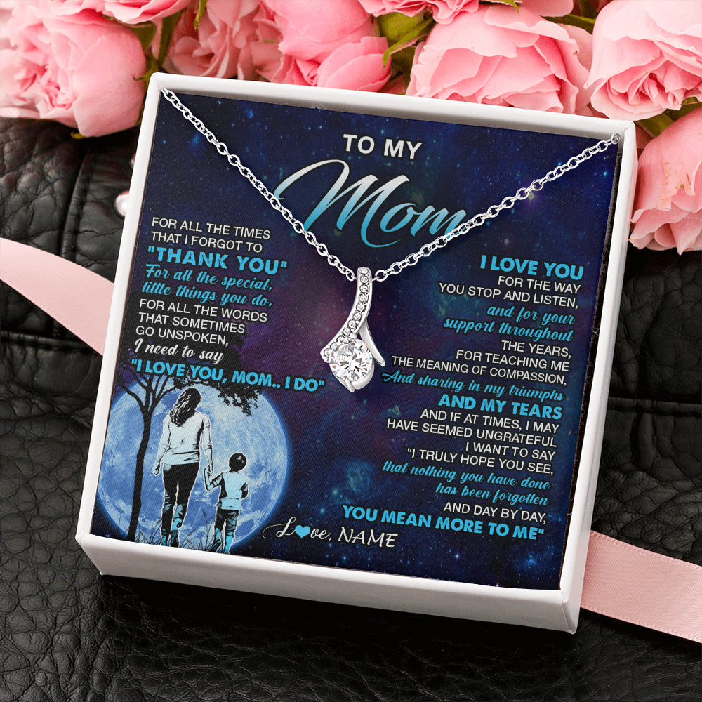 Personalized To My Mom Necklace From Son Thank You Day By Day Mom Birthday Gifts Mothers Day Christmas Customized Gift Box Message Card