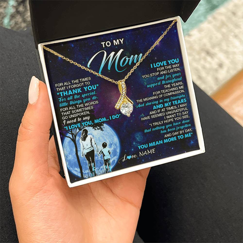 Personalized To My Mom Necklace From Son Thank You Day By Day Mom Birthday Gifts Mothers Day Christmas Customized Gift Box Message Card