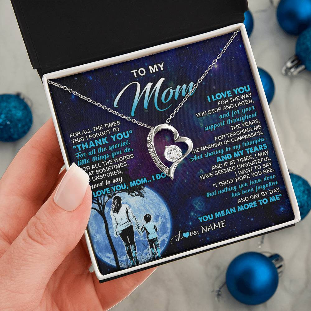 Personalized To My Mom Necklace From Son Thank You Day By Day Mom Birthday Gifts Mothers Day Christmas Customized Gift Box Message Card