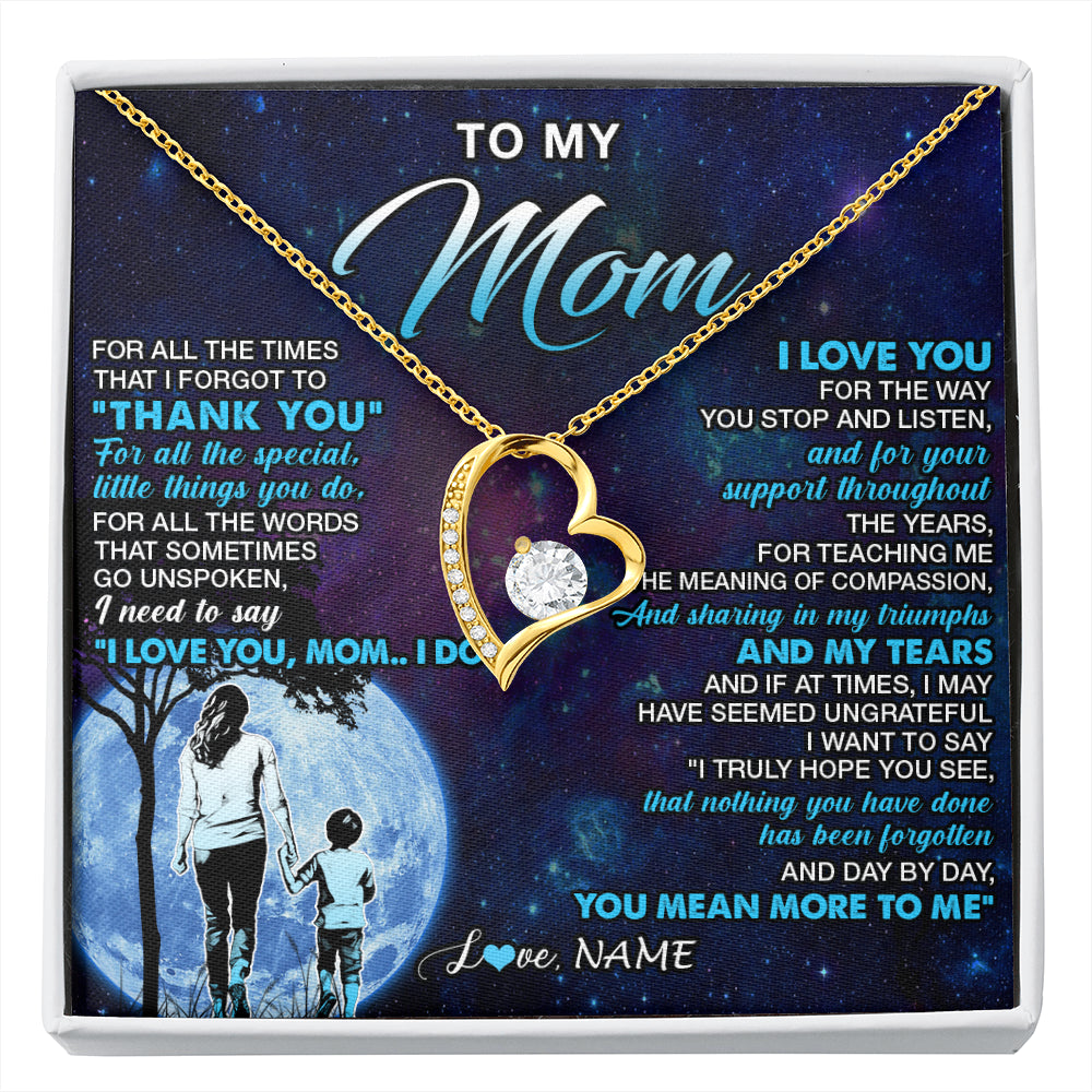 Personalized To My Mom Necklace From Son Thank You Day By Day Mom Birthday Gifts Mothers Day Christmas Customized Gift Box Message Card