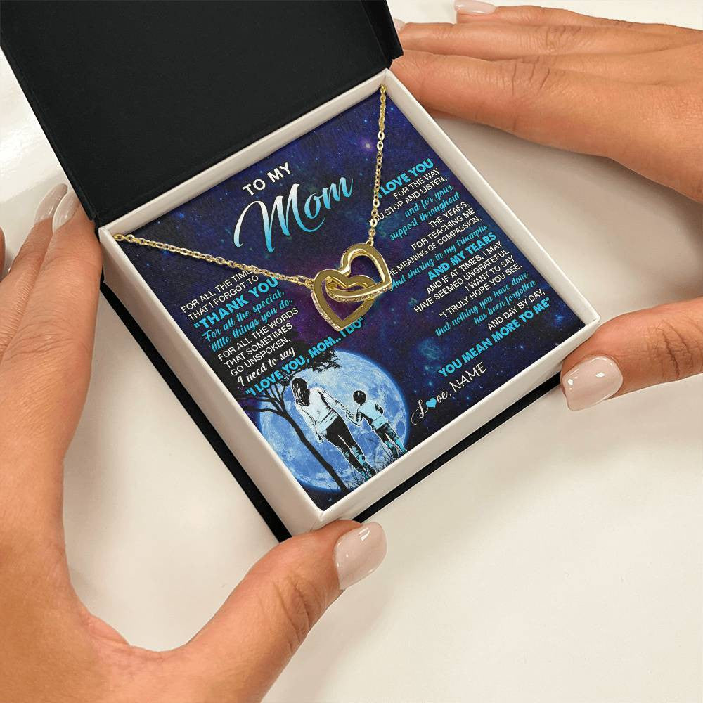 Personalized To My Mom Necklace From Son Thank You Day By Day Mom Birthday Gifts Mothers Day Christmas Customized Gift Box Message Card
