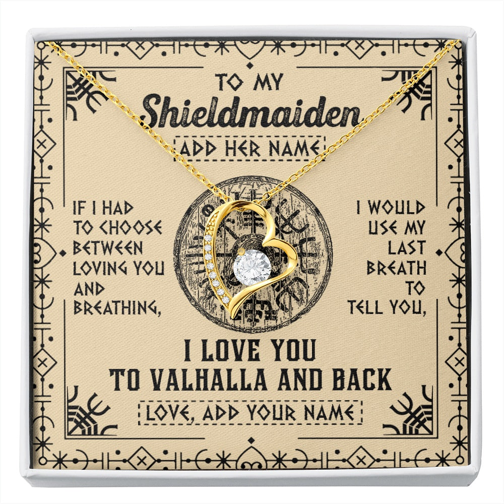 Personalized To My Shieldmaiden Necklace Viking I Love You Valhalla Wife Viking Jewelry For Women Girlfriend Birthday Gifts Christmas Gift Box Message Card