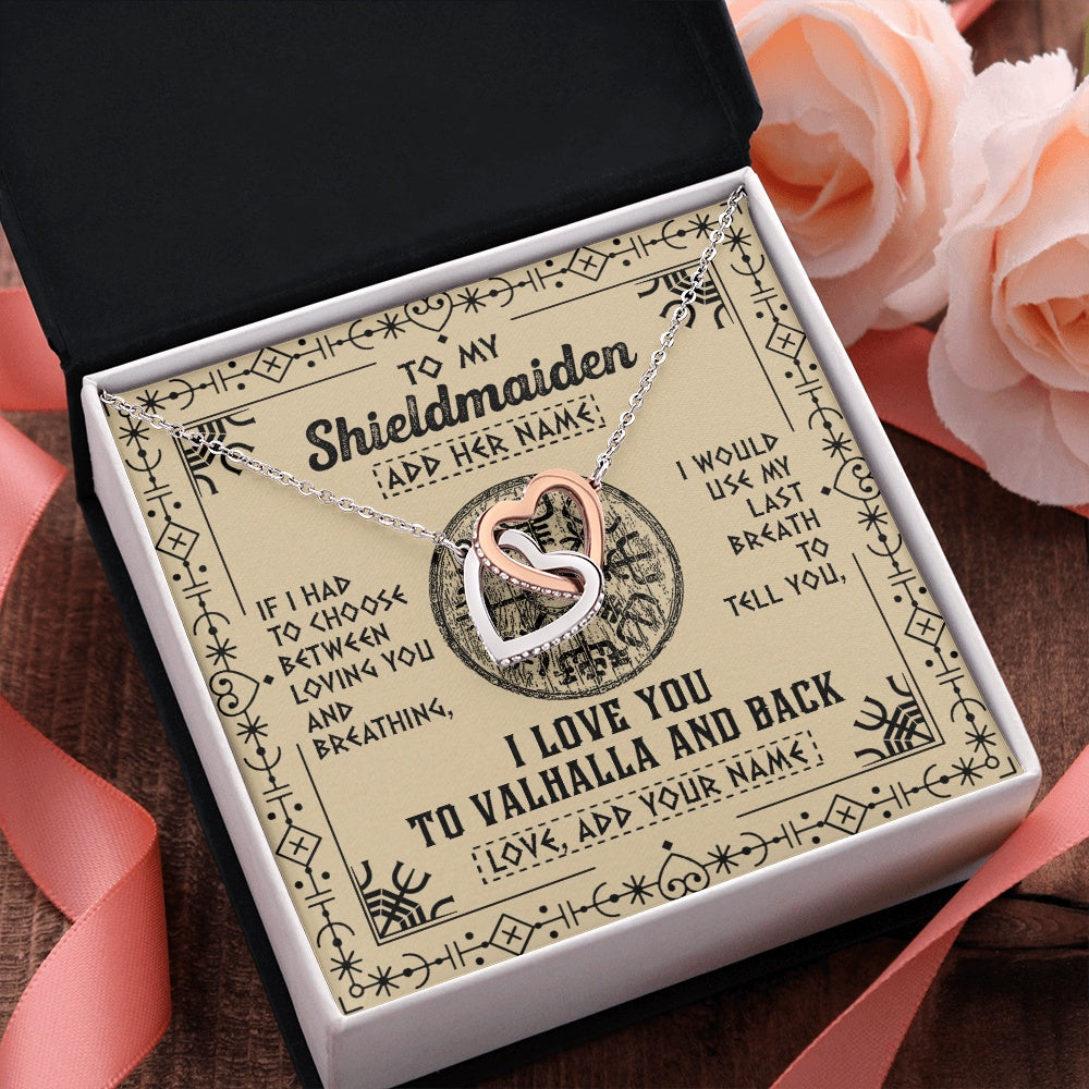 Personalized To My Shieldmaiden Necklace Viking I Love You Valhalla Wife Viking Jewelry For Women Girlfriend Birthday Gifts Christmas Gift Box Message Card