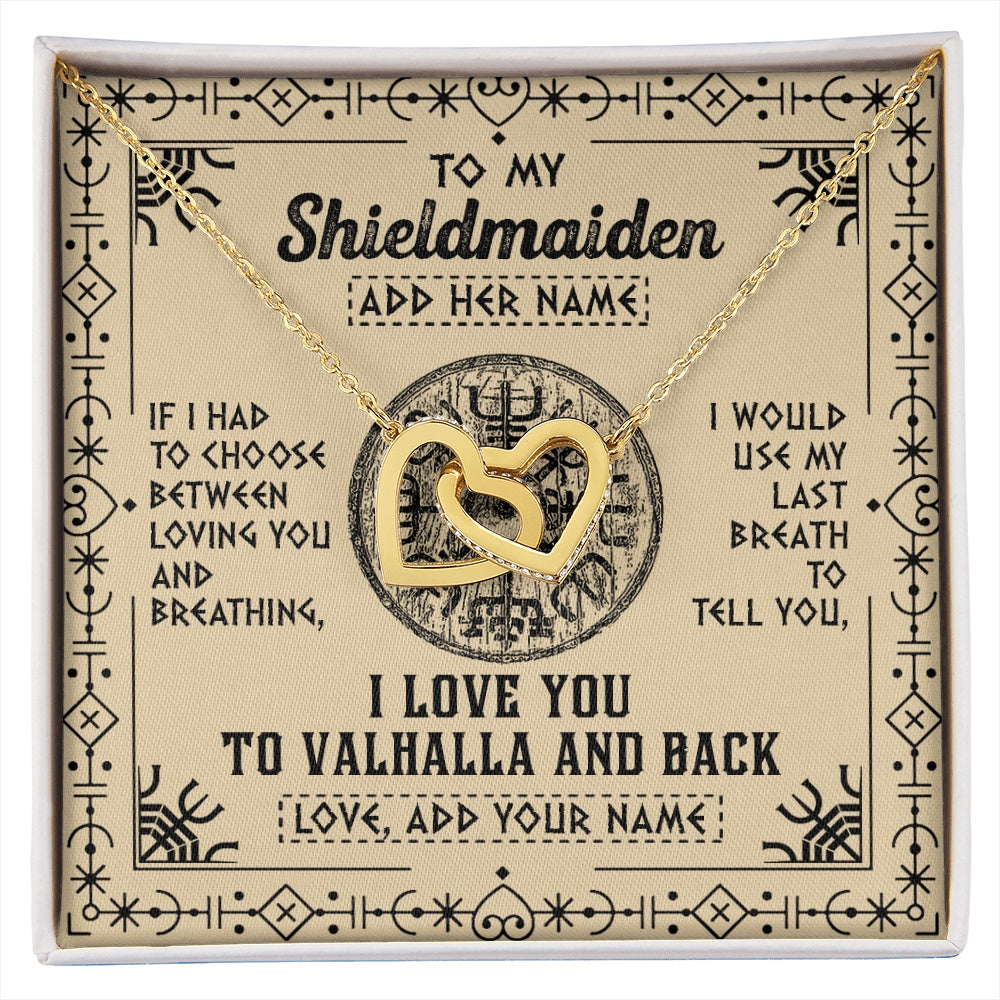 Personalized To My Shieldmaiden Necklace Viking I Love You Valhalla Wife Viking Jewelry For Women Girlfriend Birthday Gifts Christmas Gift Box Message Card