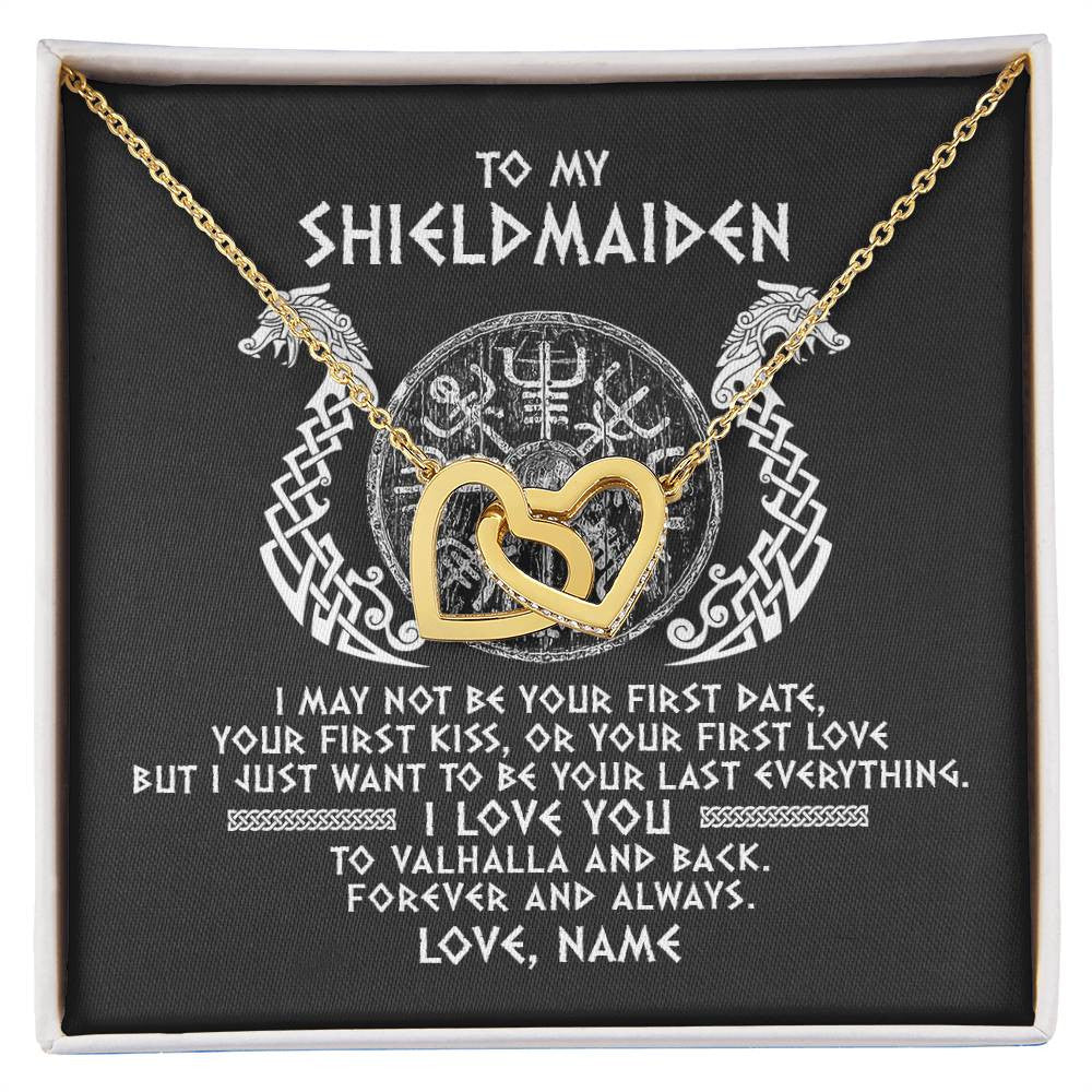 Personalized To My Shieldmaiden Necklace Viking I Love You to Valhalla Jewelry For Wife Girlfriend From Husband Birthday Anniversary Customized Message Card