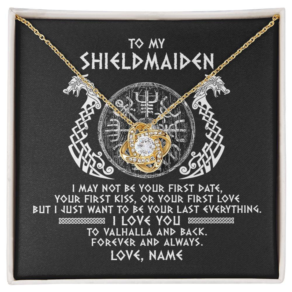 Personalized To My Shieldmaiden Necklace Viking I Love You to Valhalla Jewelry For Wife Girlfriend From Husband Birthday Anniversary Customized Message Card