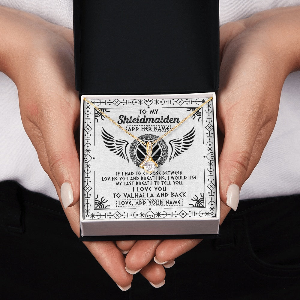 Personalized To My Shieldmaiden Necklace Viking Jewelry For Women I Love You Valhalla Gift For Wife Girlfriend Birthday Christmas Custom Gift Box Message Card