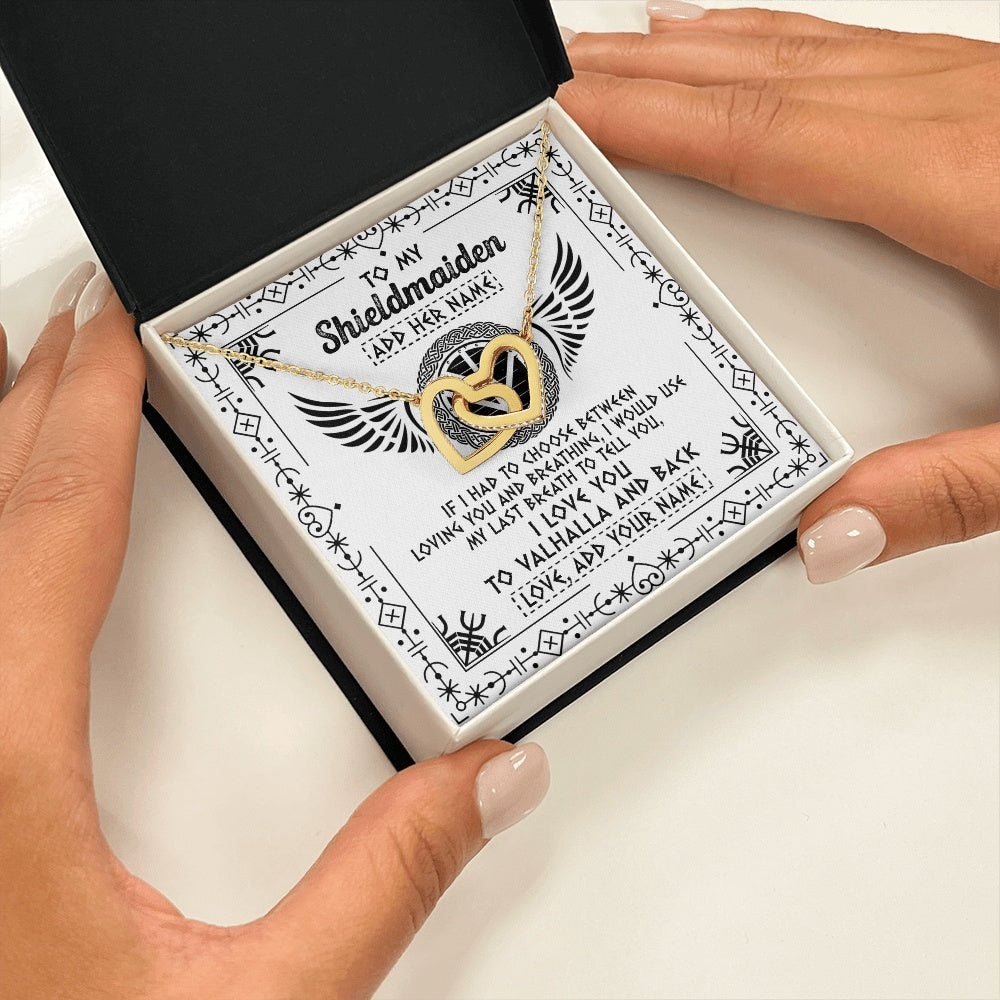 Personalized To My Shieldmaiden Necklace Viking Jewelry For Women I Love You Valhalla Gift For Wife Girlfriend Birthday Christmas Custom Gift Box Message Card