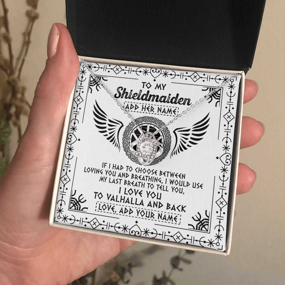 Personalized To My Shieldmaiden Necklace Viking Jewelry For Women I Love You Valhalla Gift For Wife Girlfriend Birthday Christmas Custom Gift Box Message Card