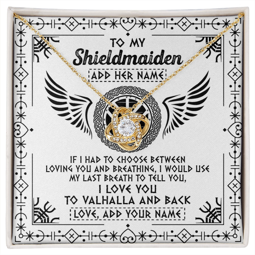Personalized To My Shieldmaiden Necklace Viking Jewelry For Women I Love You Valhalla Gift For Wife Girlfriend Birthday Christmas Custom Gift Box Message Card