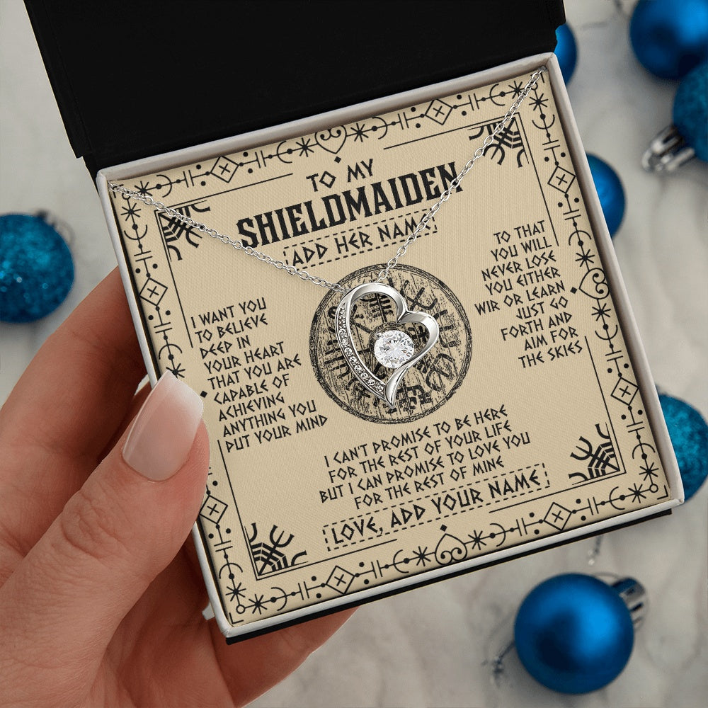 Personalized To My Shieldmaiden Necklace Viking Never Lose Niece Granddaughter Daughter Birthday Gifts Christmas Jewelry Customized Gift Box Message Card
