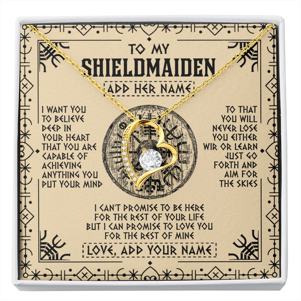 Personalized To My Shieldmaiden Necklace Viking Never Lose Niece Granddaughter Daughter Birthday Gifts Christmas Jewelry Customized Gift Box Message Card