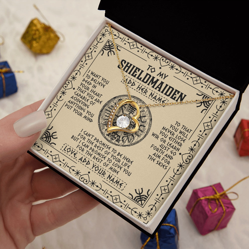 Personalized To My Shieldmaiden Necklace Viking Never Lose Niece Granddaughter Daughter Birthday Gifts Christmas Jewelry Customized Gift Box Message Card