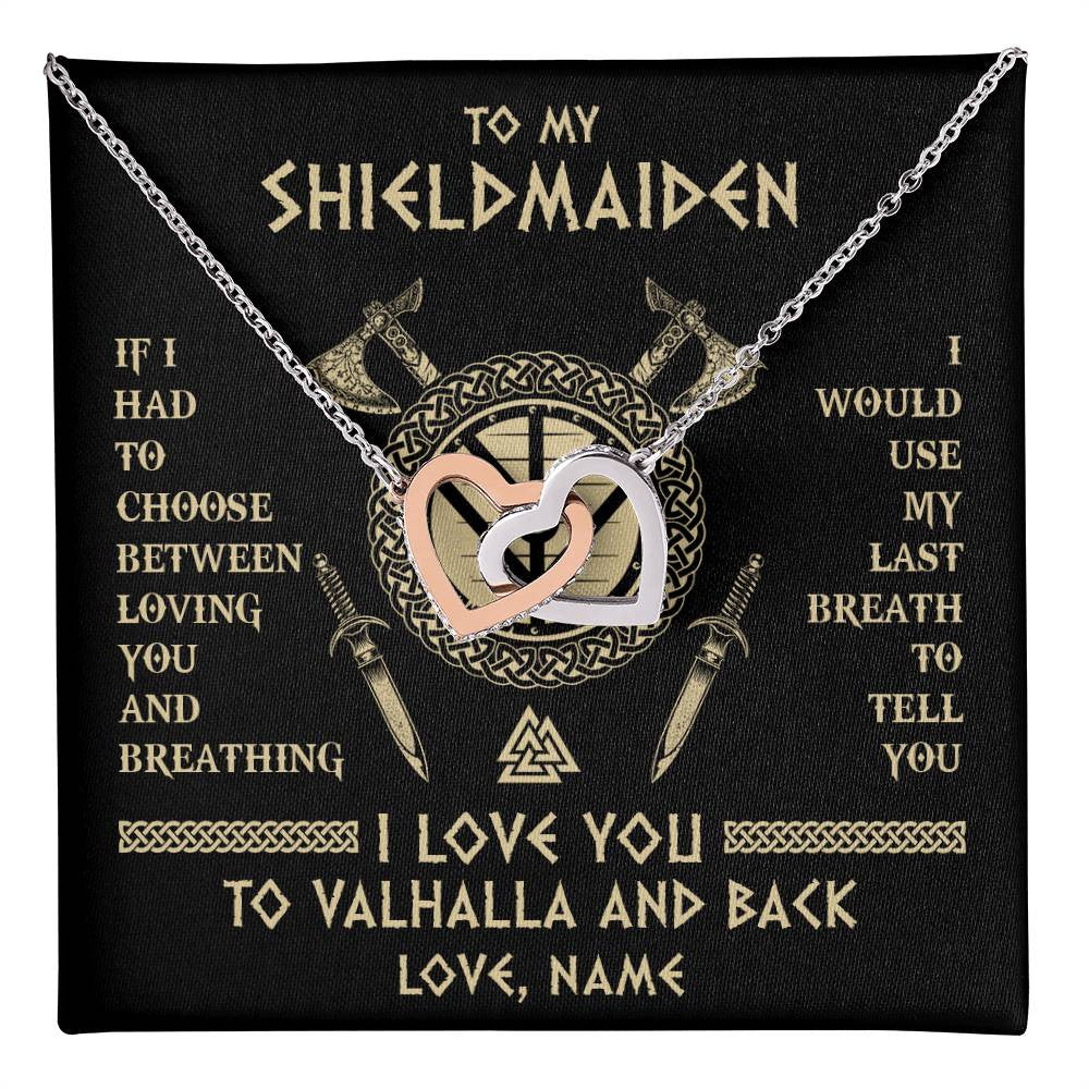 Personalized To My Shieldmaiden Viking Necklace Wife From Husband I Love You To Valhalla Soulmate Girlfriend Birthday Anniversary Customized Gift Box Message Card