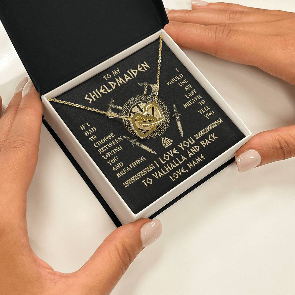 Personalized To My Shieldmaiden Viking Necklace Wife From Husband I Love You To Valhalla Soulmate Girlfriend Birthday Anniversary Customized Gift Box Message Card