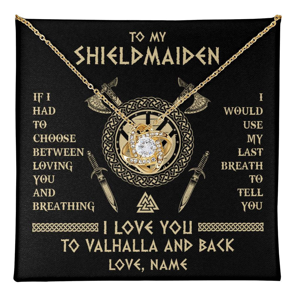 Personalized To My Shieldmaiden Viking Necklace Wife From Husband I Love You To Valhalla Soulmate Girlfriend Birthday Anniversary Customized Gift Box Message Card