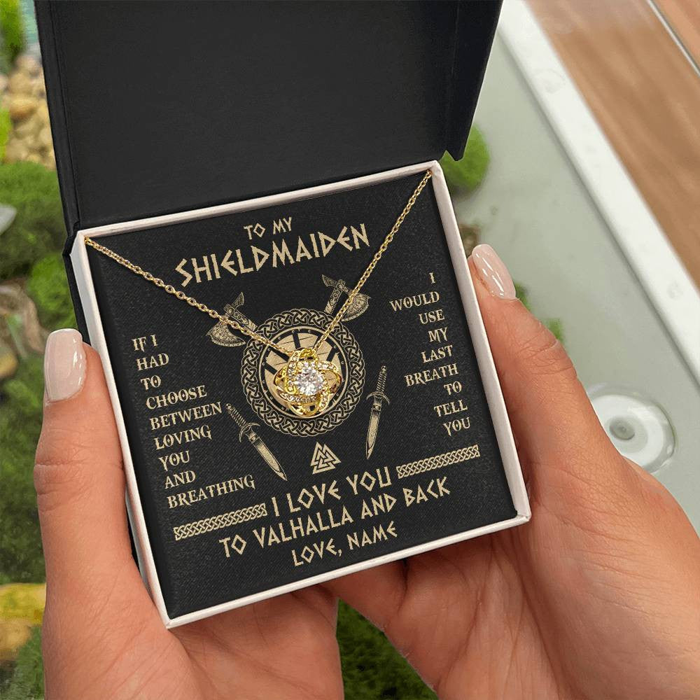 Personalized To My Shieldmaiden Viking Necklace Wife From Husband I Love You To Valhalla Soulmate Girlfriend Birthday Anniversary Customized Gift Box Message Card